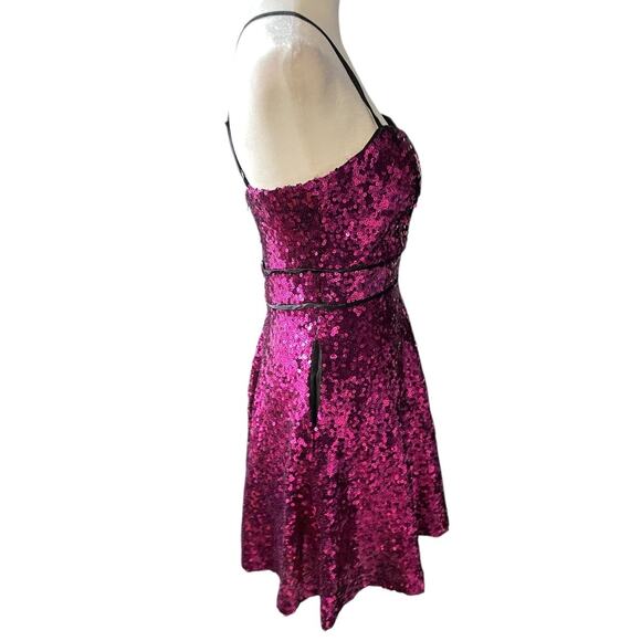 Hot Pink Sequin Mini Dress Women 5 Party Cocktail Clubwear Fit & Flare Prom Hoco - Picture 16 of 16
